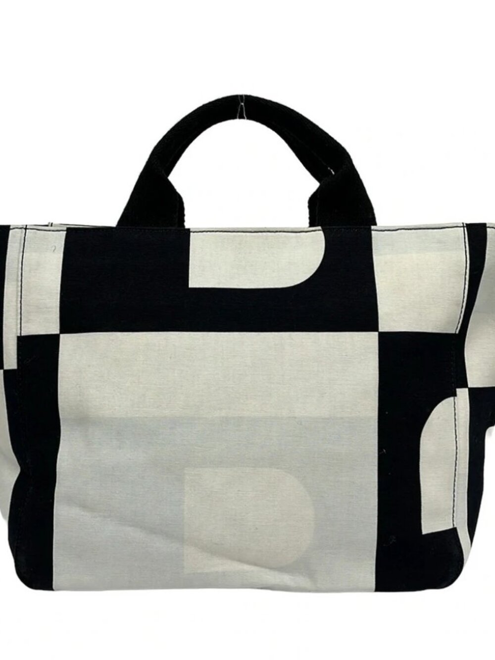 BALLY Busy B White Black Canvas Handbag